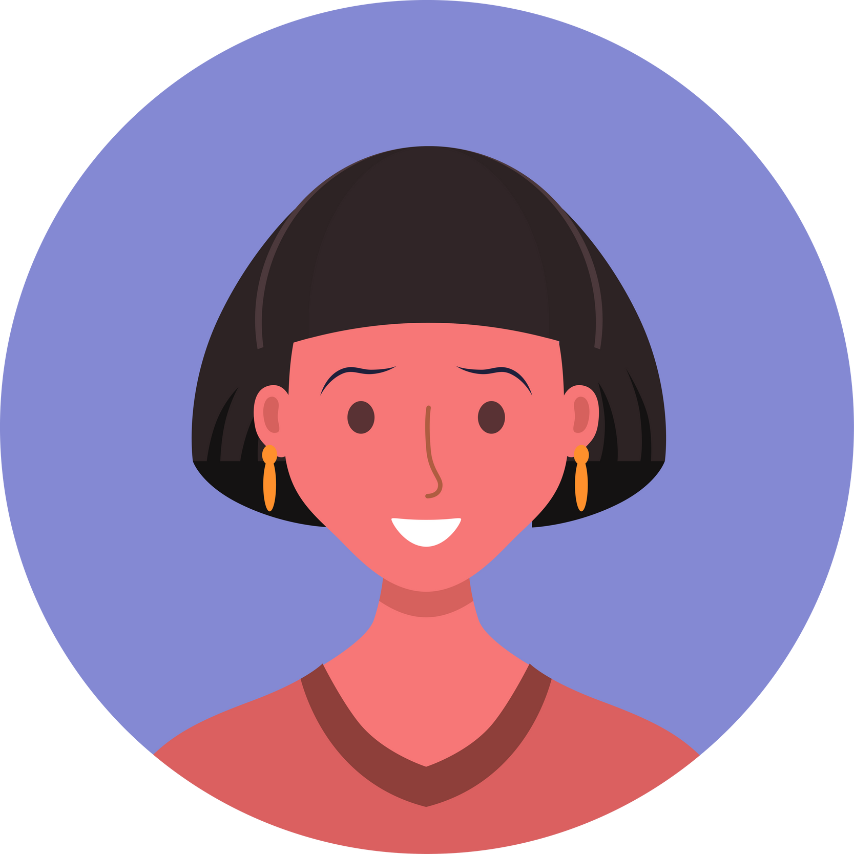 Female avatar, girl face icon in circle