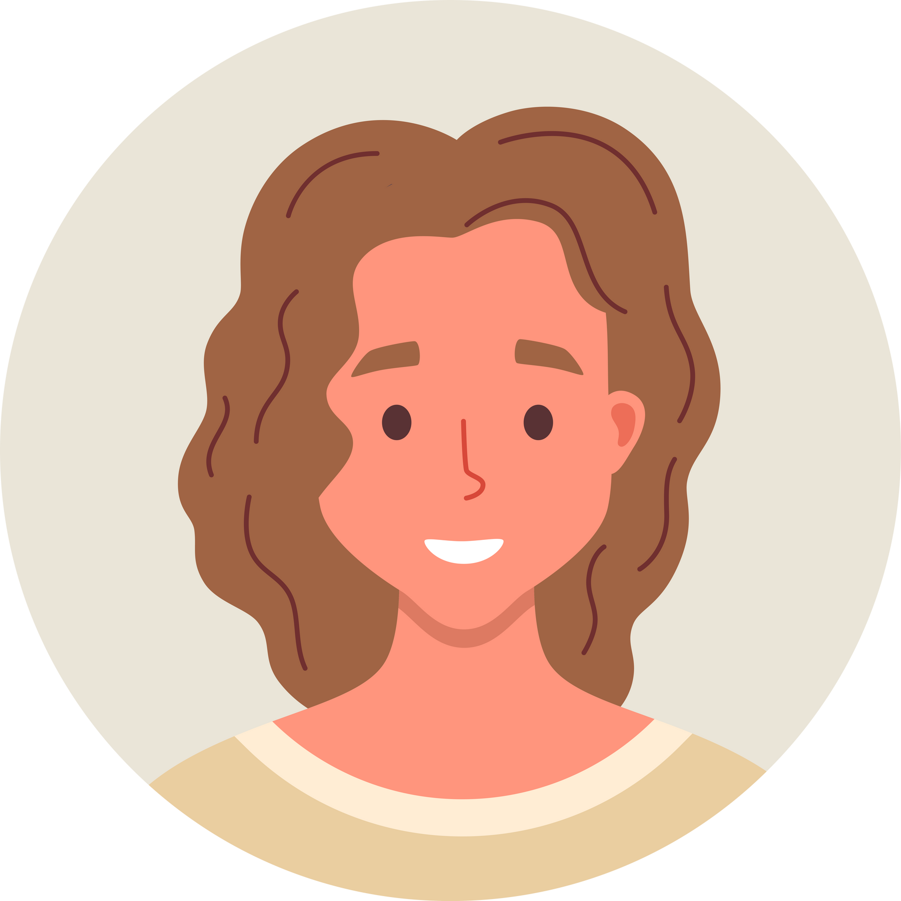 Female avatar, girl face icon in circle